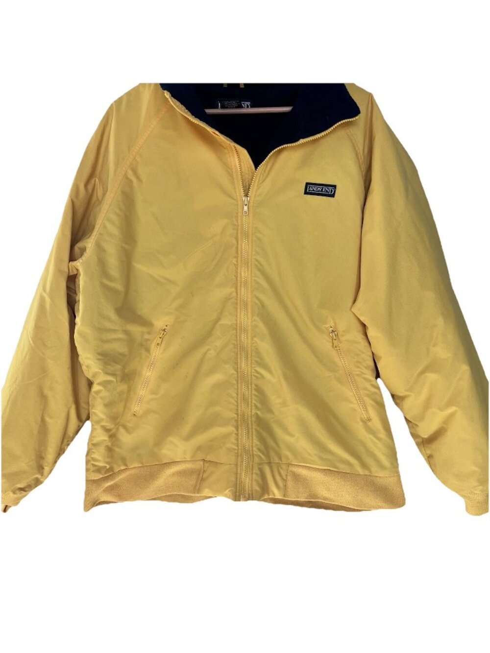 Vintage Lands' End men's Squall Jacket Yellow Fleece Lined Bomber XL (Adjust si